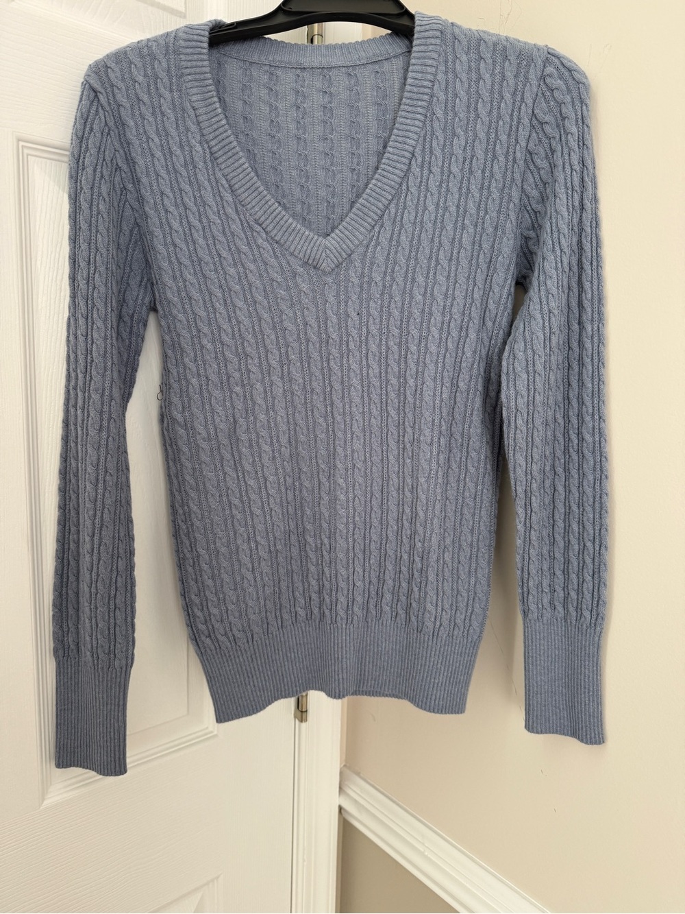 Brandy Melville Powder Blue Cable Knit V-Neck Sweater